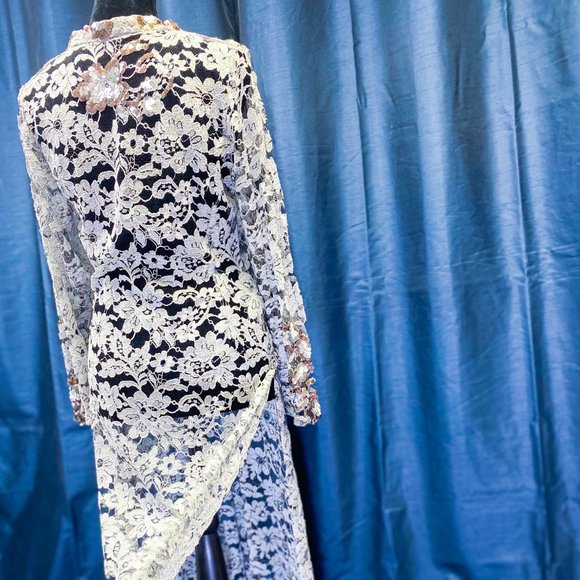 Vintage Lace Slip Dress Farah Talib Aziz Tunic Saree Traditional Indian Unique - Picture 6 of 15